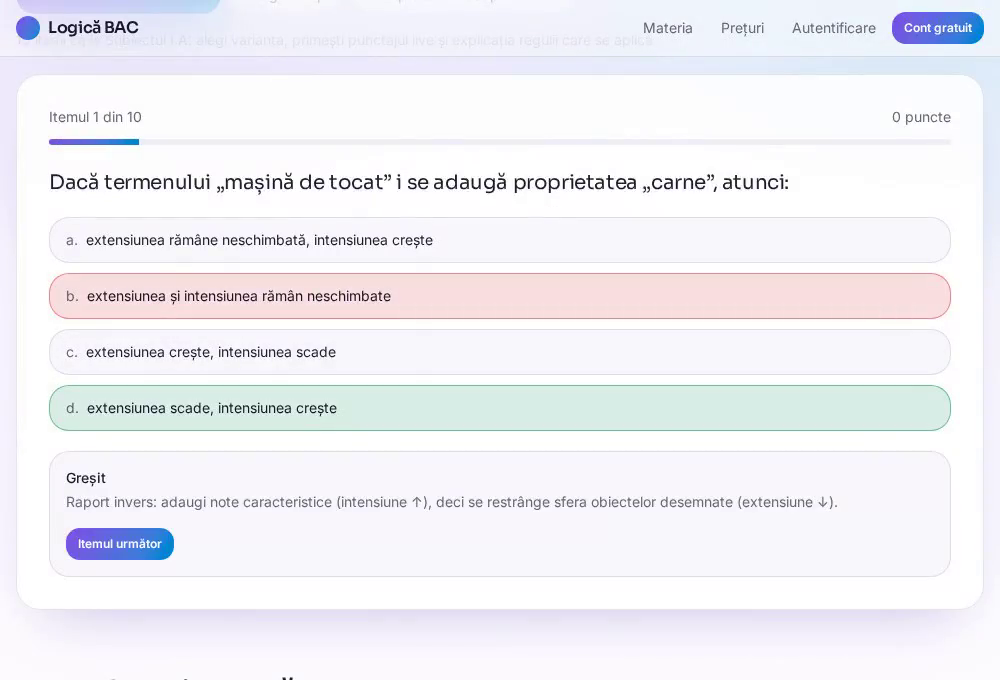 Exemplu de exercițiu: Grile ca la examen
